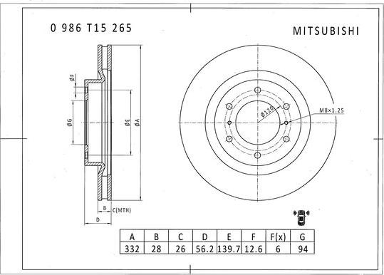 BOSCH 0 986 T15 265 - Jarrulevy inparts.fi