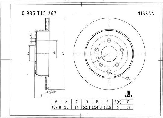 BOSCH 0 986 T15 267 - Jarrulevy inparts.fi