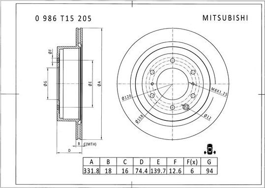 BOSCH 0 986 T15 205 - Jarrulevy inparts.fi