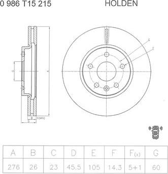 BOSCH 0 986 T15 215 - Jarrulevy inparts.fi