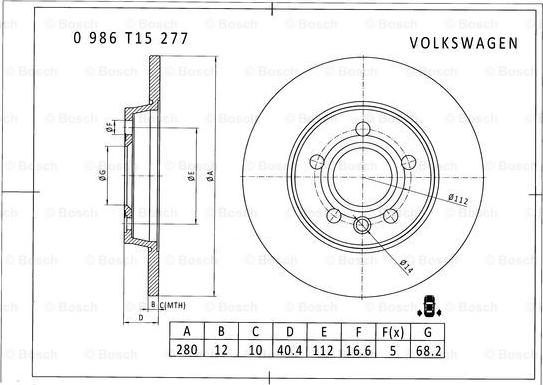 BOSCH 0 986 T15 277 - Jarrulevy inparts.fi