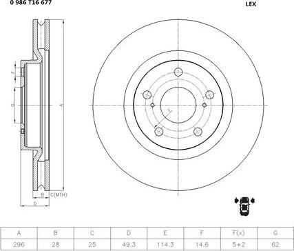 BOSCH 0 986 T16 677 - Jarrulevy inparts.fi