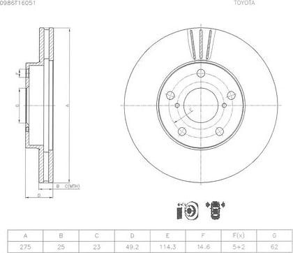 BOSCH 0 986 T16 051 - Jarrulevy inparts.fi