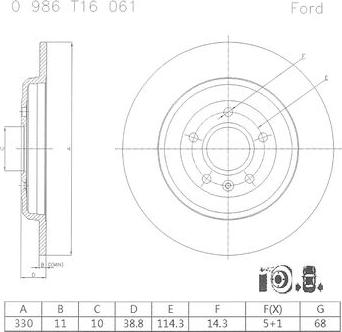 BOSCH 0 986 T16 061 - Jarrulevy inparts.fi