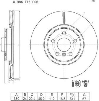 BOSCH 0 986 T16 005 - Jarrulevy inparts.fi