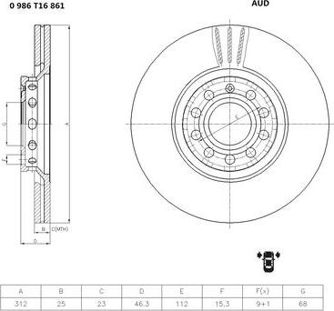 BOSCH 0 986 T16 861 - Jarrulevy inparts.fi