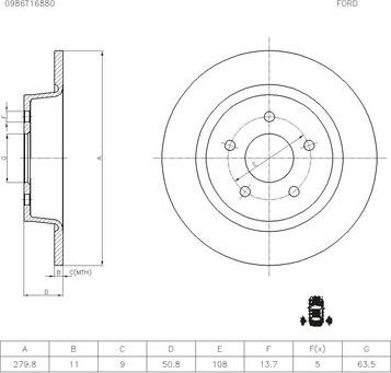 BOSCH 0 986 T16 880 - Jarrulevy inparts.fi