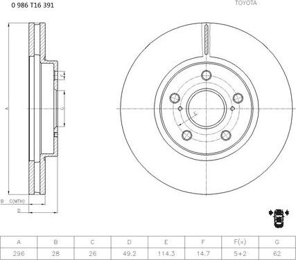 BOSCH 0 986 T16 391 - Jarrulevy inparts.fi