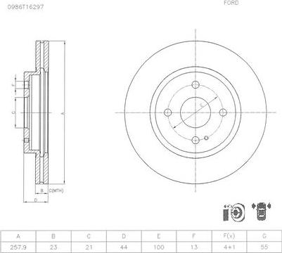 BOSCH 0 986 T16 297 - Jarrulevy inparts.fi