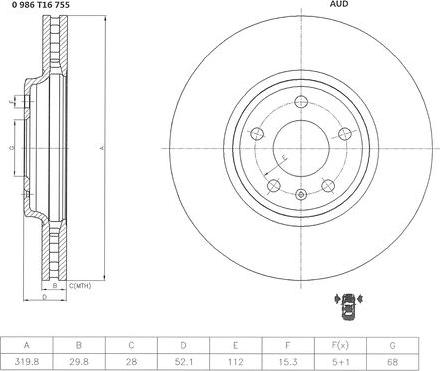 BOSCH 0 986 T16 755 - Jarrulevy inparts.fi