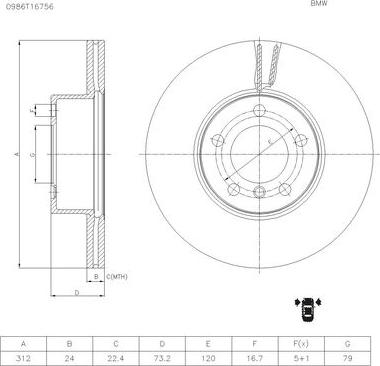 BOSCH 0 986 T16 756 - Jarrulevy inparts.fi