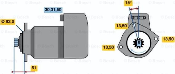 BOSCH 0 986 011 510 - Käynnistinmoottori inparts.fi