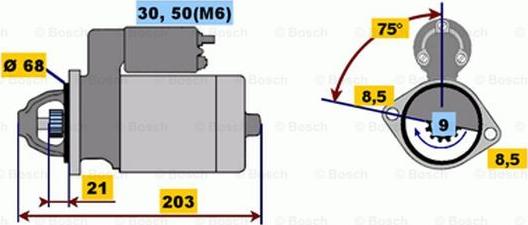 BOSCH 0 001 106 015 - Käynnistinmoottori inparts.fi