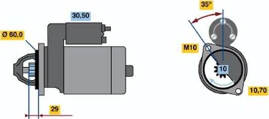 BOSCH 0 001 108 197 - Käynnistinmoottori inparts.fi