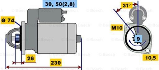 BOSCH 0 001 108 206 - Käynnistinmoottori inparts.fi