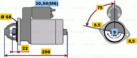 BOSCH 0 001 107 405 - Käynnistinmoottori inparts.fi