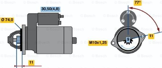 BOSCH 0 001 107 075 - Käynnistinmoottori inparts.fi