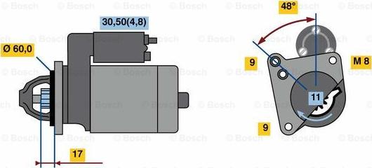 BOSCH 0 001 138 047 - Käynnistinmoottori inparts.fi