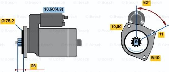 BOSCH 0 001 125 521 - Käynnistinmoottori inparts.fi