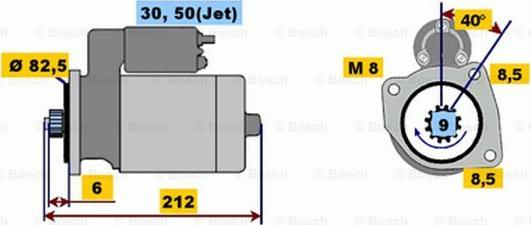 BOSCH 0 001 121 001 - Käynnistinmoottori inparts.fi