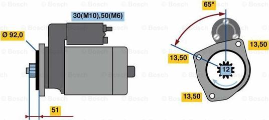 BOSCH 0 001 261 002 - Käynnistinmoottori inparts.fi