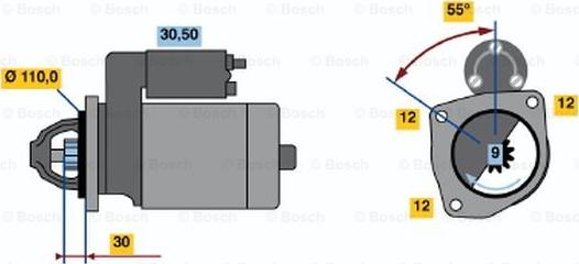 BOSCH 0 986 022 550 - Käynnistinmoottori inparts.fi