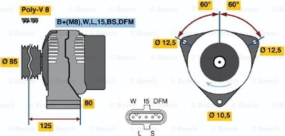 BOSCH 0 124 555 040 - Laturi inparts.fi