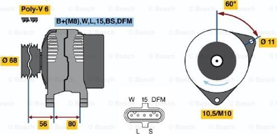 BOSCH 0 124 555 010 - Laturi inparts.fi