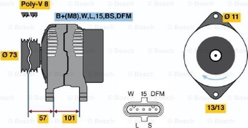 BOSCH 0 124 555 036 - Laturi inparts.fi