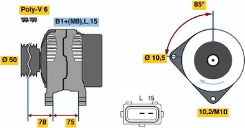 BOSCH 0 124 515 050 - Laturi inparts.fi