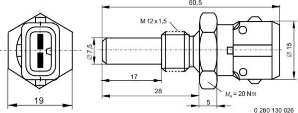 BOSCH 0 280 130 026 - Tunnistin, jäähdytysnesteen lämpötila inparts.fi