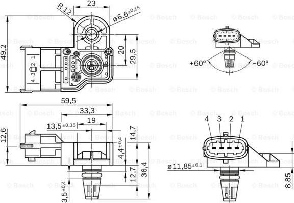 BOSCH 0 281 006 076 - Tunnistin, ahtopaine inparts.fi