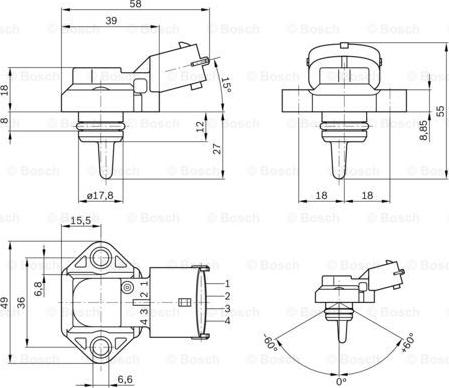 BOSCH 0 281 002 316 - Tunnistin, ahtopaine inparts.fi