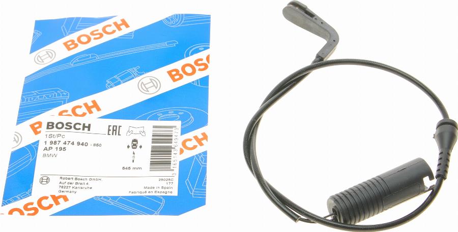 BOSCH 1 987 474 940 - Kulumisenilmaisin, jarrupala inparts.fi