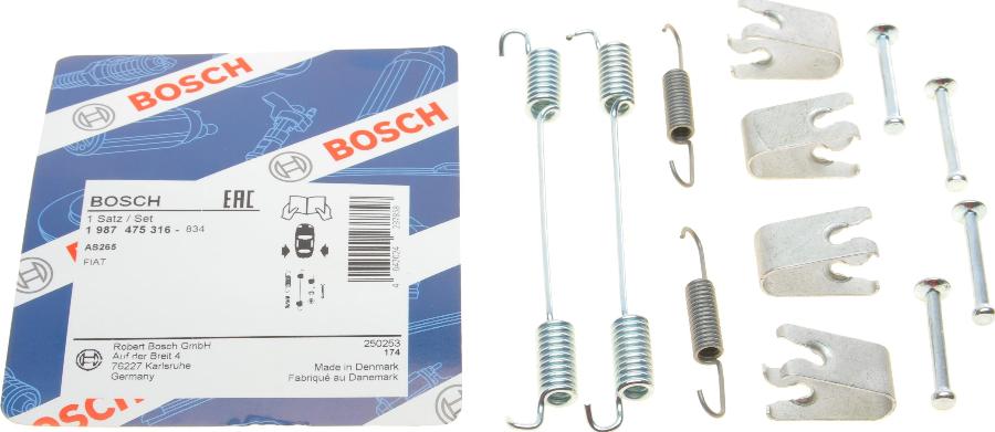 BOSCH 1 987 475 316 - Tarvikesarja, jarrukengät inparts.fi