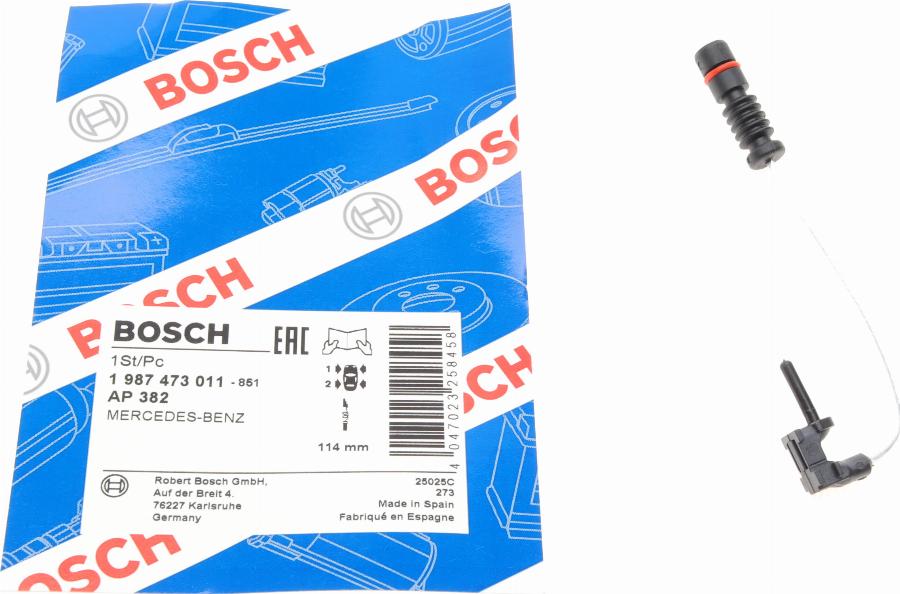 BOSCH 1 987 473 011 - Kulumisenilmaisin, jarrupala inparts.fi