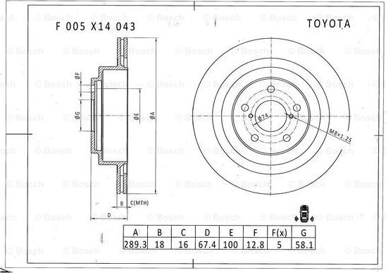 BOSCH F 005 X14 043 - Jarrulevy inparts.fi