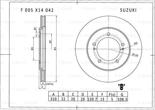 BOSCH F 005 X14 042 - Jarrulevy inparts.fi