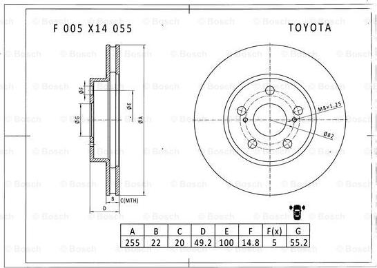 BOSCH F 005 X14 055 - Jarrulevy inparts.fi