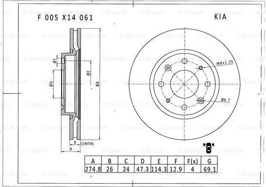 BOSCH F 005 X14 061 - Jarrulevy inparts.fi