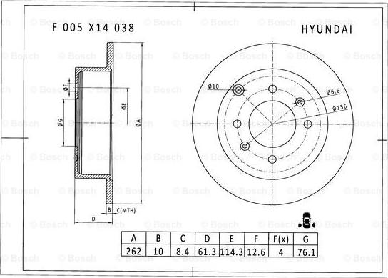 BOSCH F 005 X14 038 - Jarrulevy inparts.fi