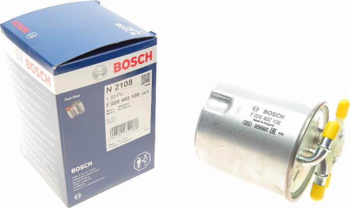 BOSCH F 026 402 108 - Polttoainesuodatin inparts.fi