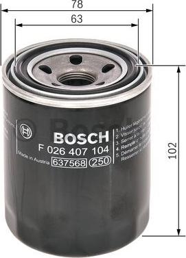 BOSCH F 026 407 104 - Öljynsuodatin inparts.fi