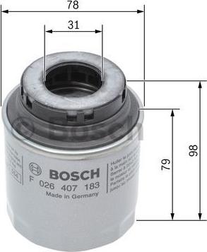 BOSCH F 026 407 183 - Öljynsuodatin inparts.fi