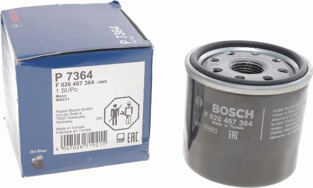 BOSCH F 026 407 364 - Öljynsuodatin inparts.fi