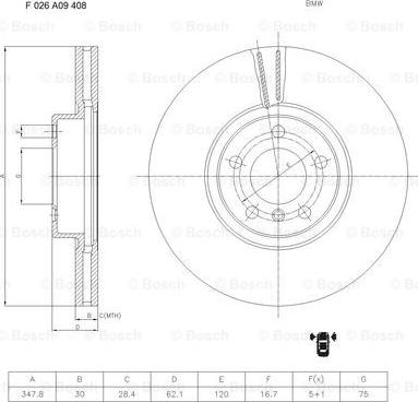 BOSCH F 026 A09 408 - Jarrulevy inparts.fi