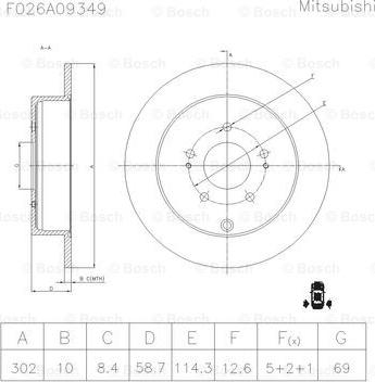 BOSCH F 026 A09 349 - Jarrulevy inparts.fi