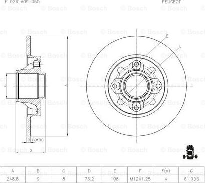 BOSCH F 026 A09 350 - Jarrulevy inparts.fi