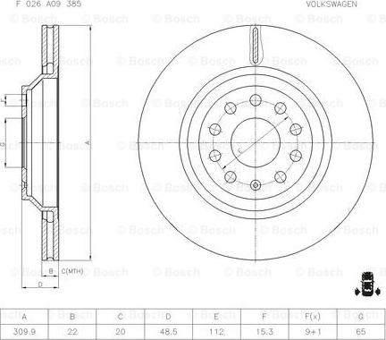 BOSCH F 026 A09 385 - Jarrulevy inparts.fi