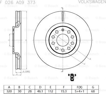 BOSCH F 026 A09 373 - Jarrulevy inparts.fi